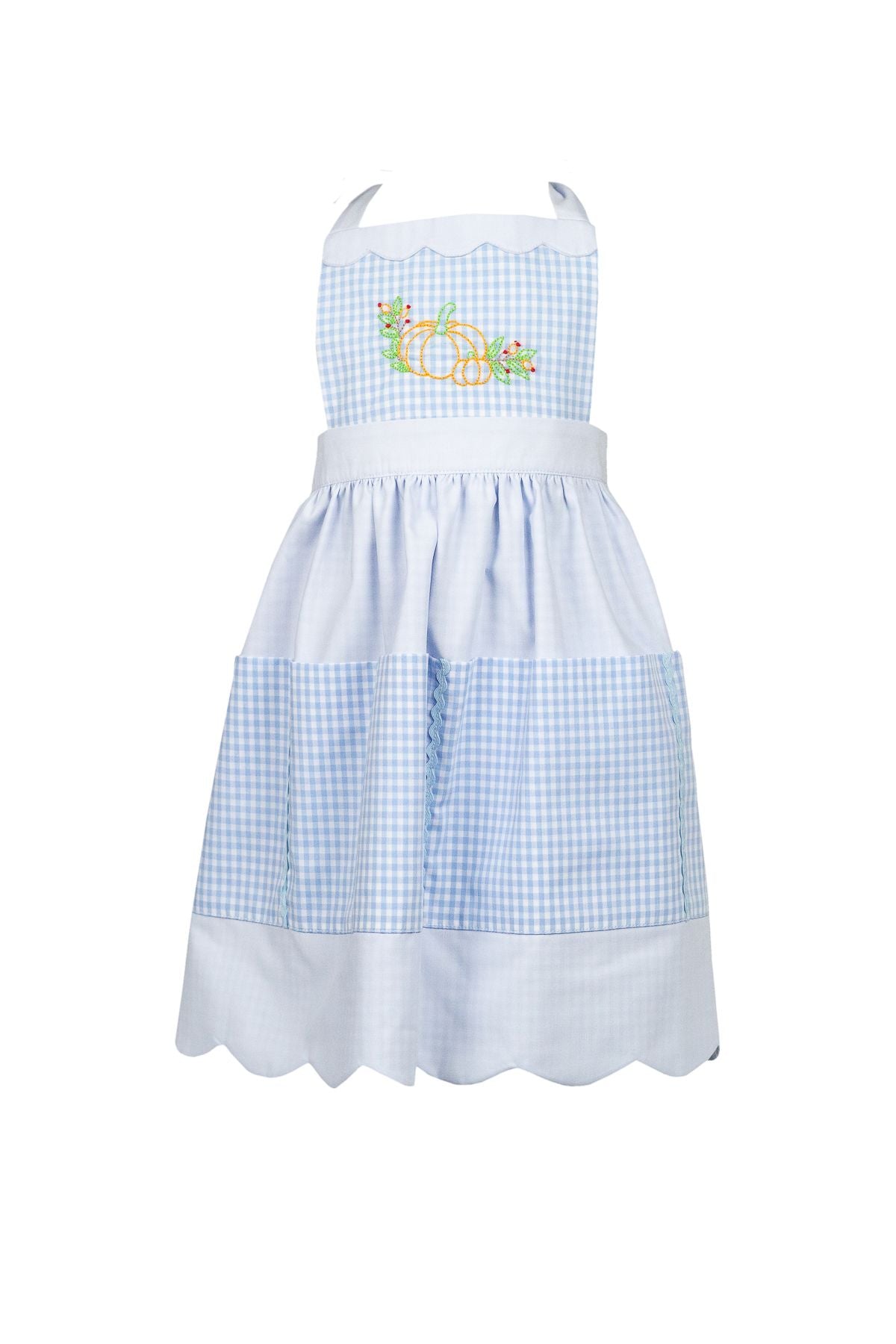 Proper Peony - Pumpkin Apron Blue Gingham