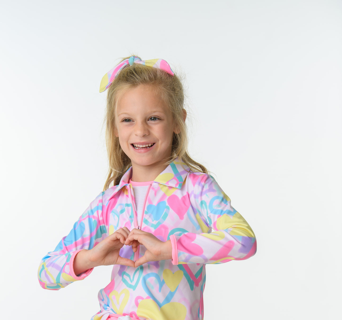 SET Athleisure - Heather Half Zip Heart Print