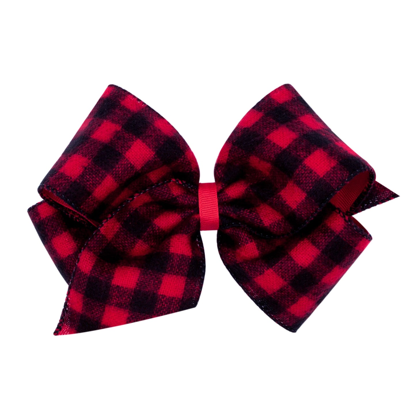 Wee Ones - Flannel Buffalo Check Overlay Bow