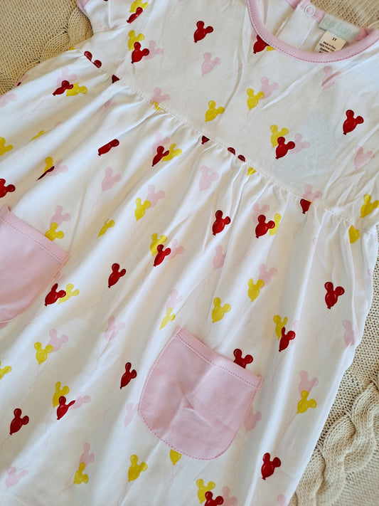 La Luna - Balloon Mickey Girls Pocket Dress