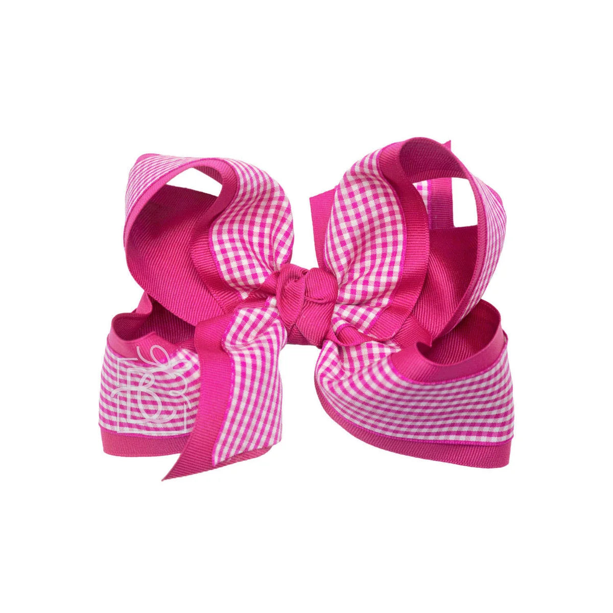 Beyond Creations - Layered Gingham/Grosgrain Bow Clip 6.5"